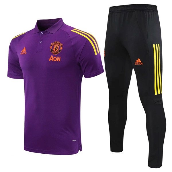 Polo Manchester United Conjunto Completo 2021 2022 Purpura Negro